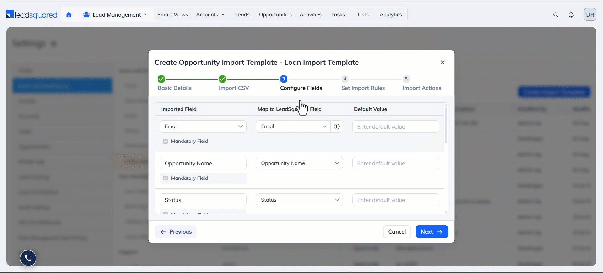 LeadSquared Opportunity Import Template
