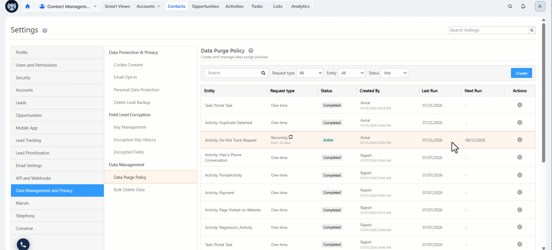 Leadsquared - Data Purge Policy