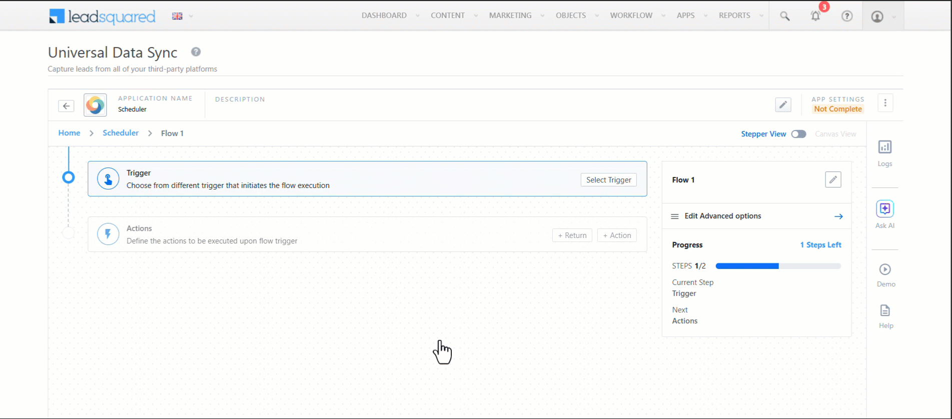 Universal Data Sync LeadSquared Scheduler Trigger