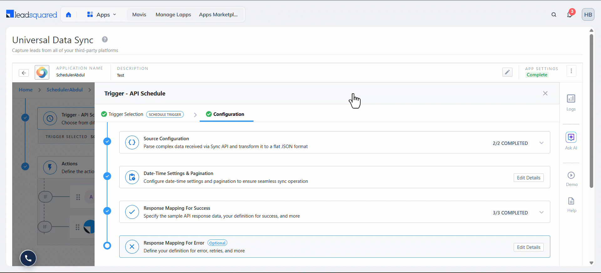 Universal Data Sync LeadSquared Scheduler Trigger
