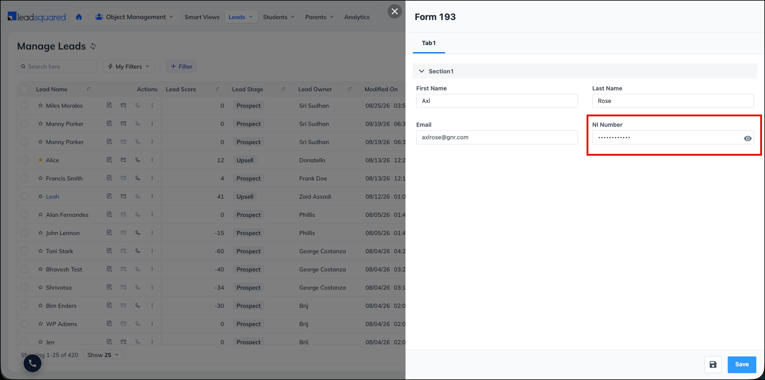 mask sensitive fields in forms