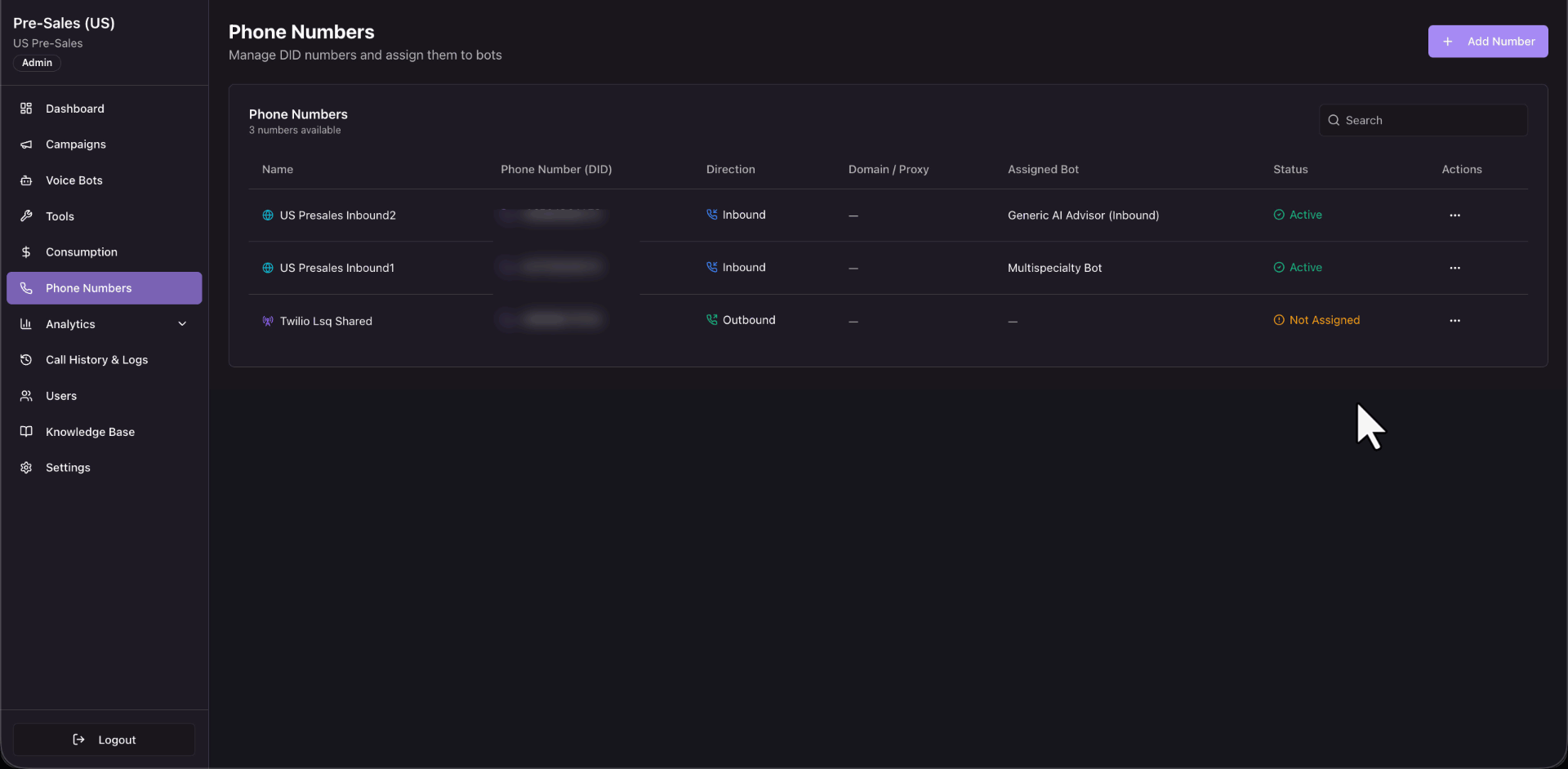 view a number config