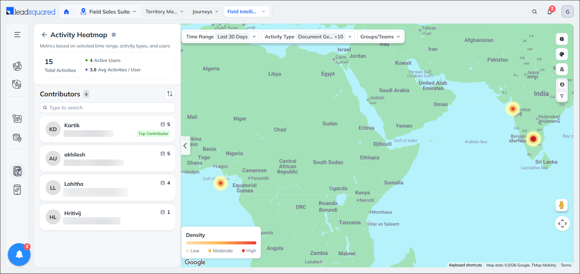 Leadsquared - Activity Heatmaps