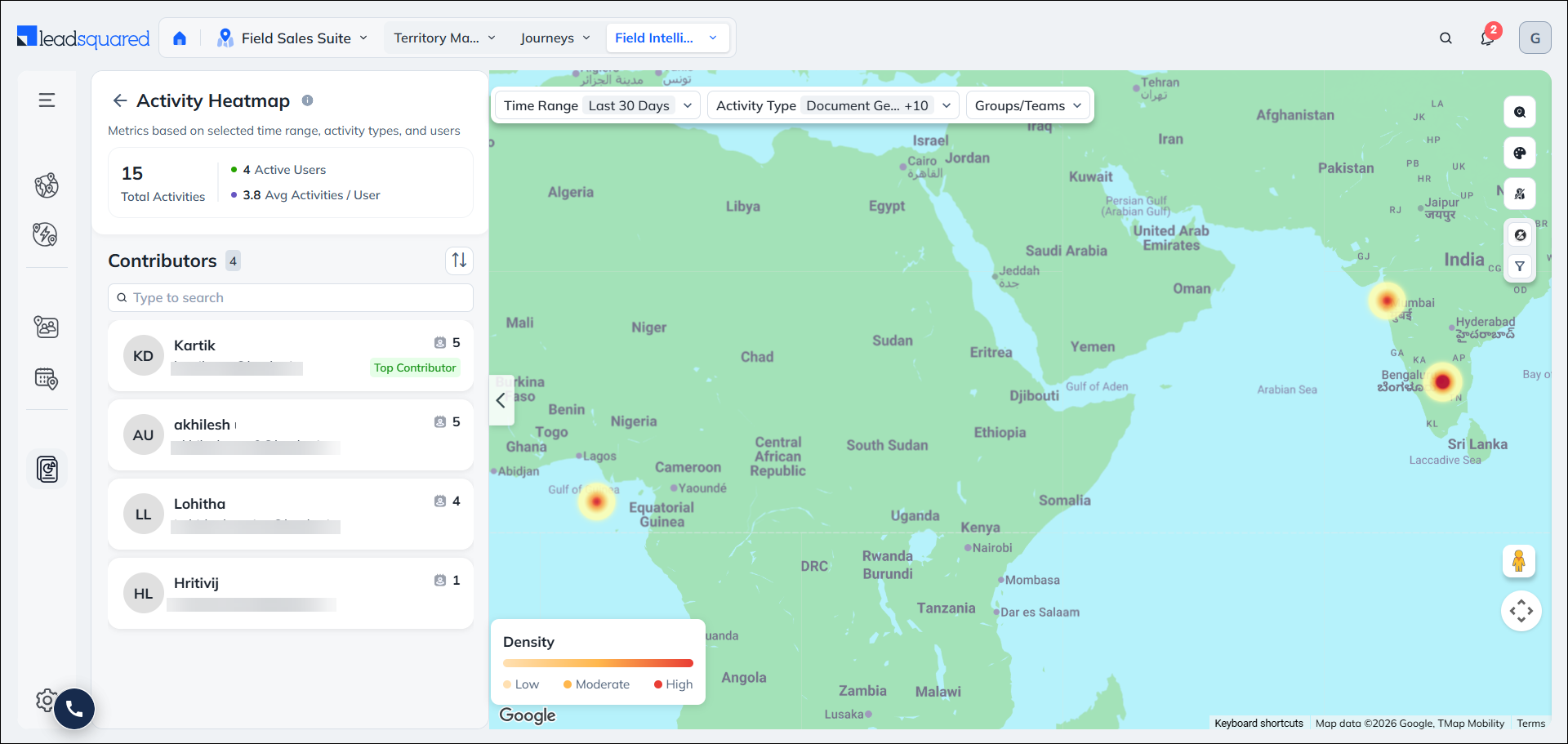 Leadsquared - Activity Heatmaps