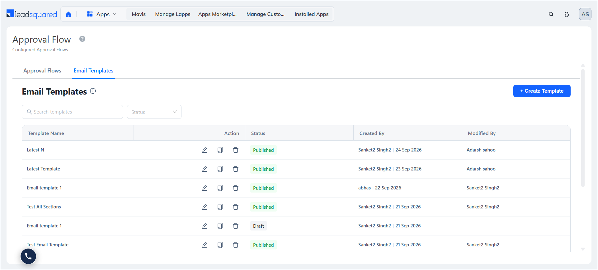LeadSquared Approvals Template