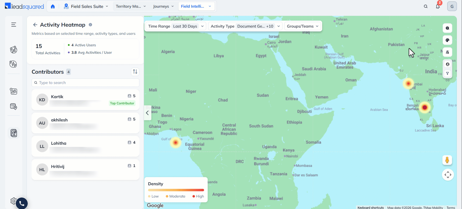 Leadsquared - Activity Heatmaps