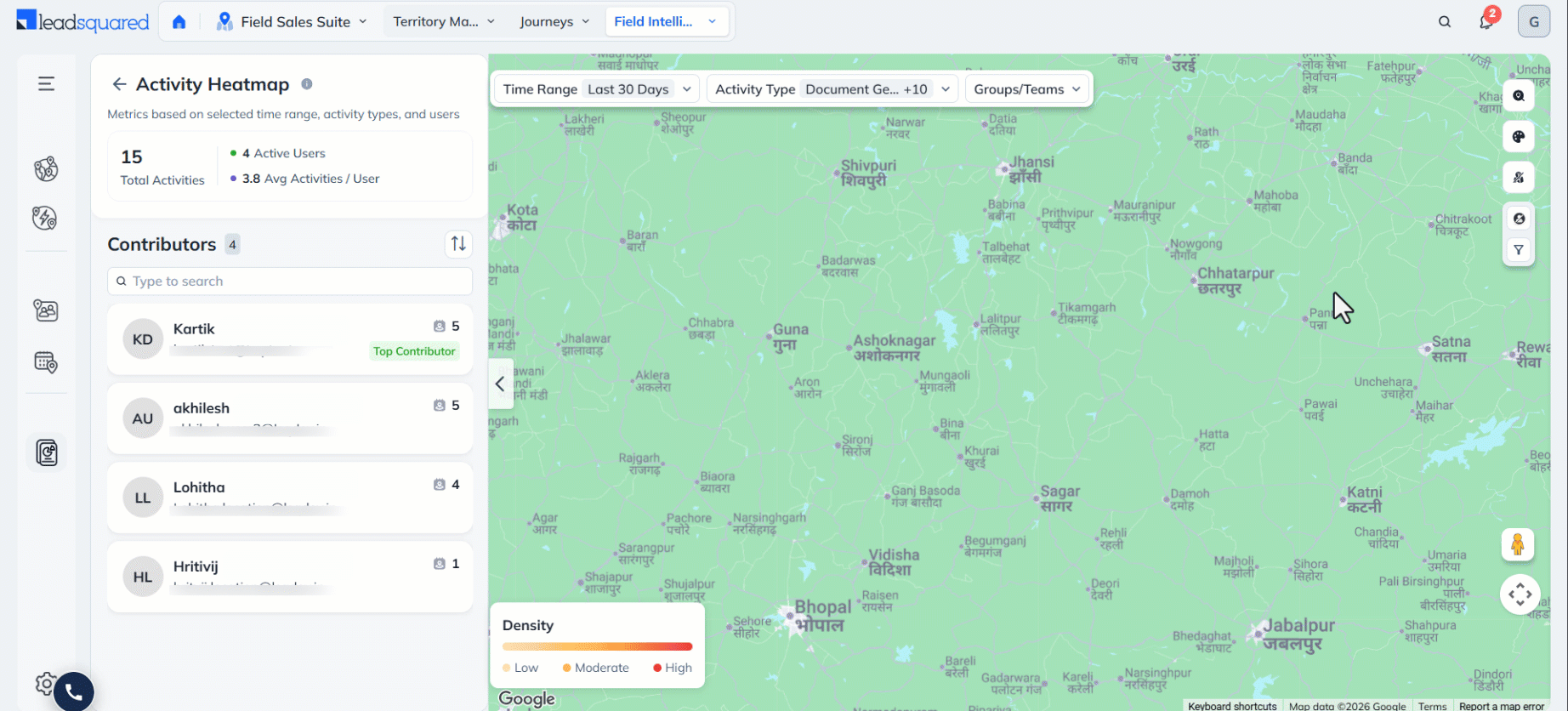 Leadsquared - Activity Heatmaps