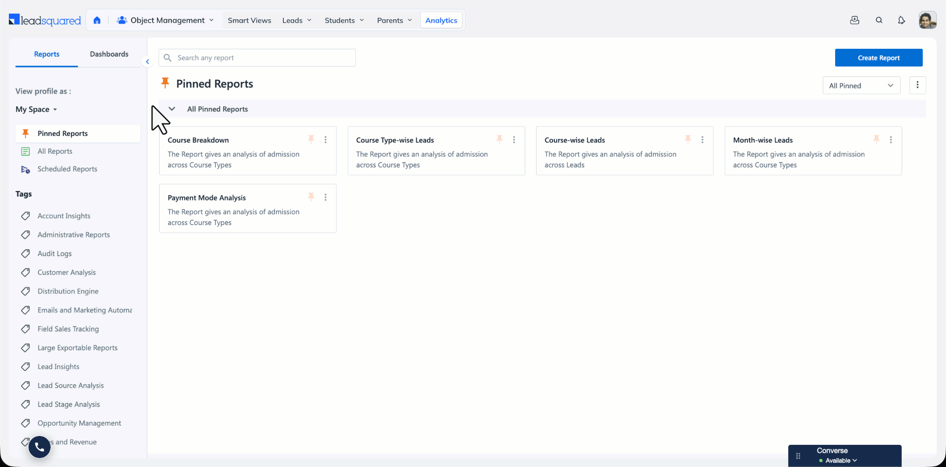 analytics dashboard builder nav
