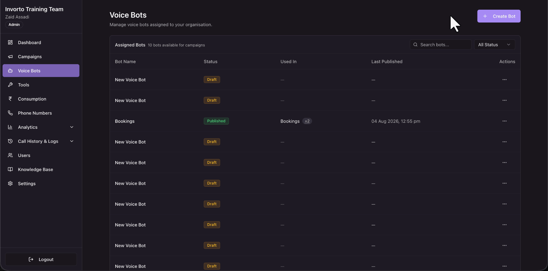 creating a voice bot first flow