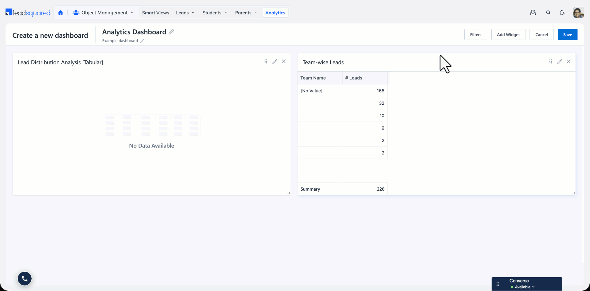 link filter to multiple widgets