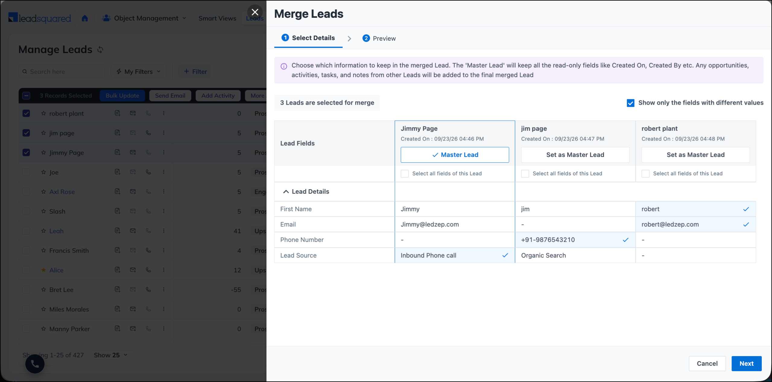merge leads overview