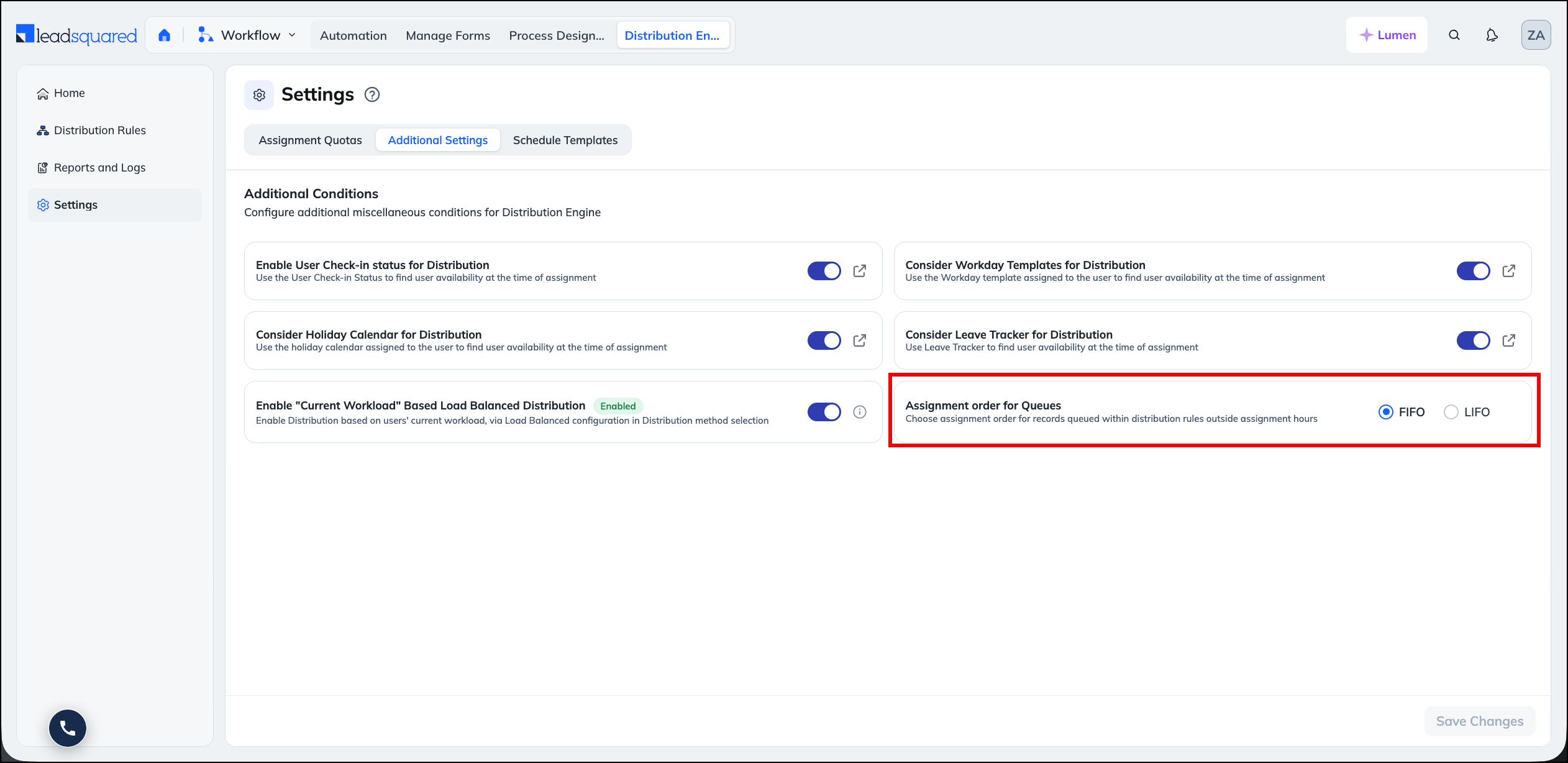 Assignment Order for Queues