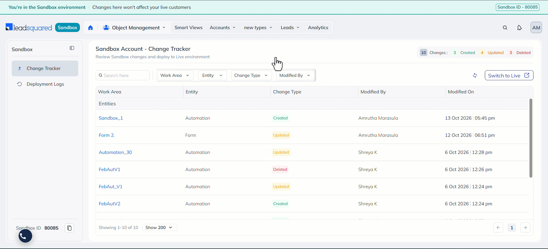 LeadSquared Sandbox v2