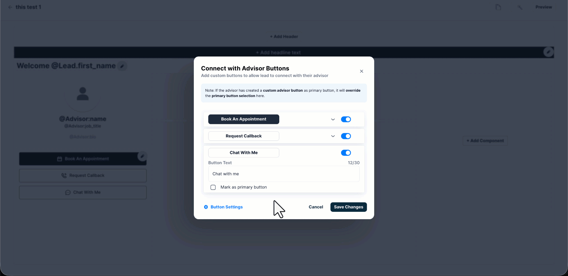 button settings