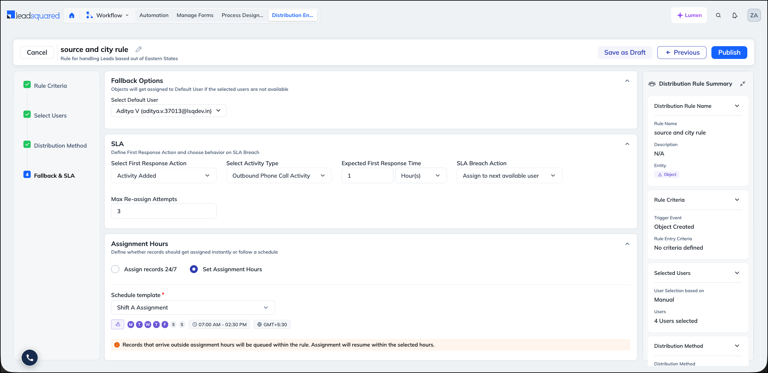 distribution engine fall back option