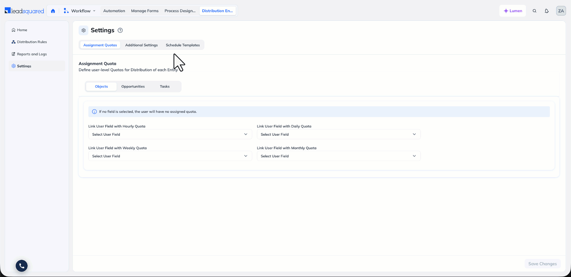 distribution engine settings