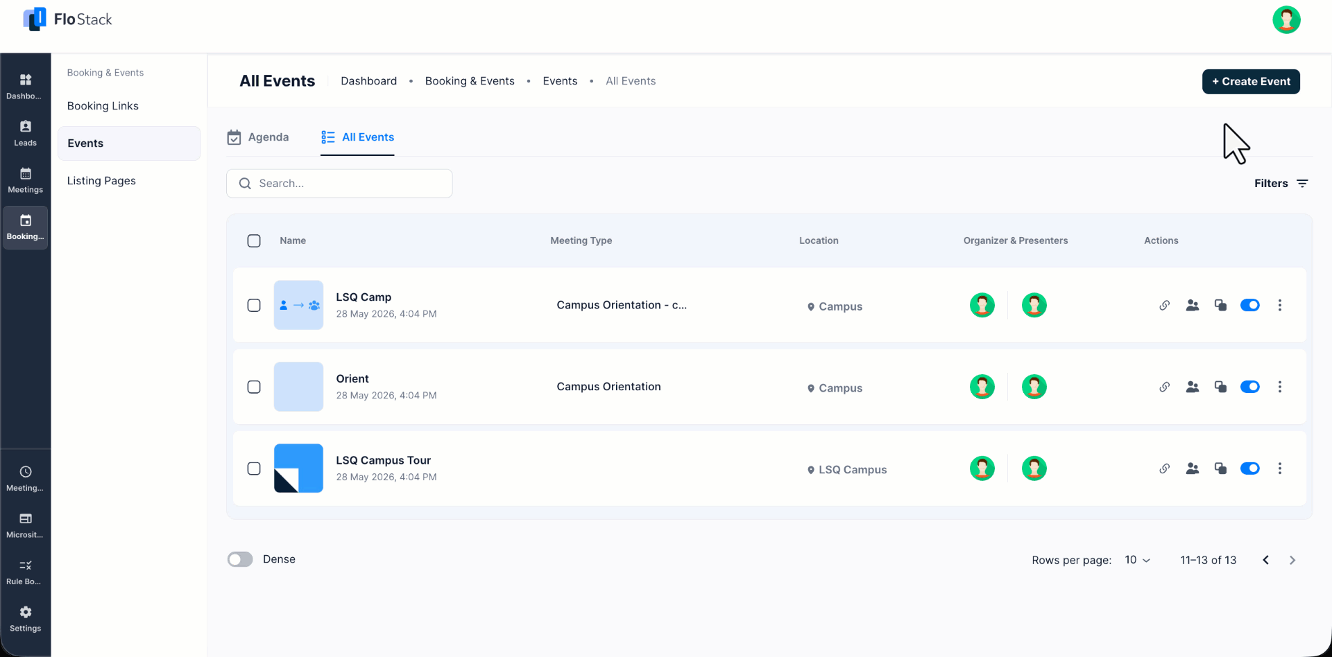 event landing page